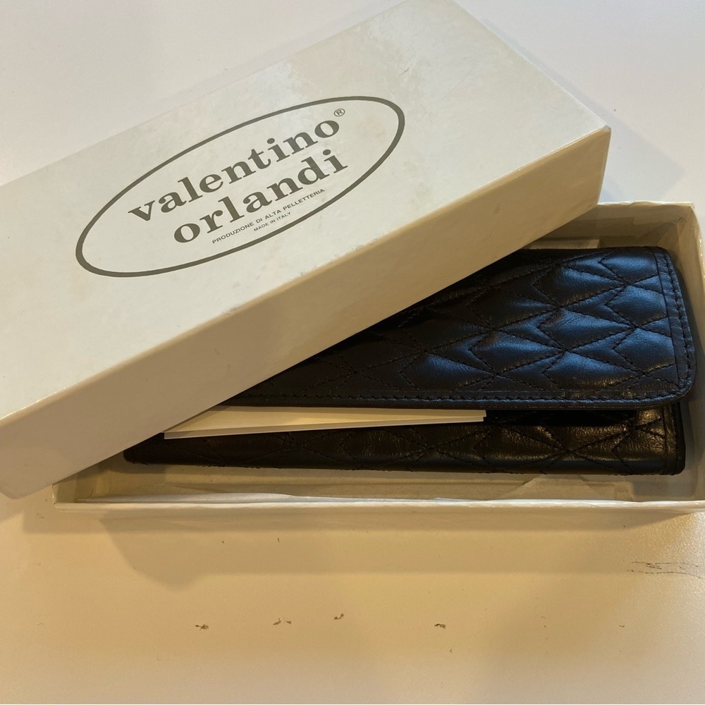 Vintage Valentino Orlandi genuine leather key and card older wallet black gold